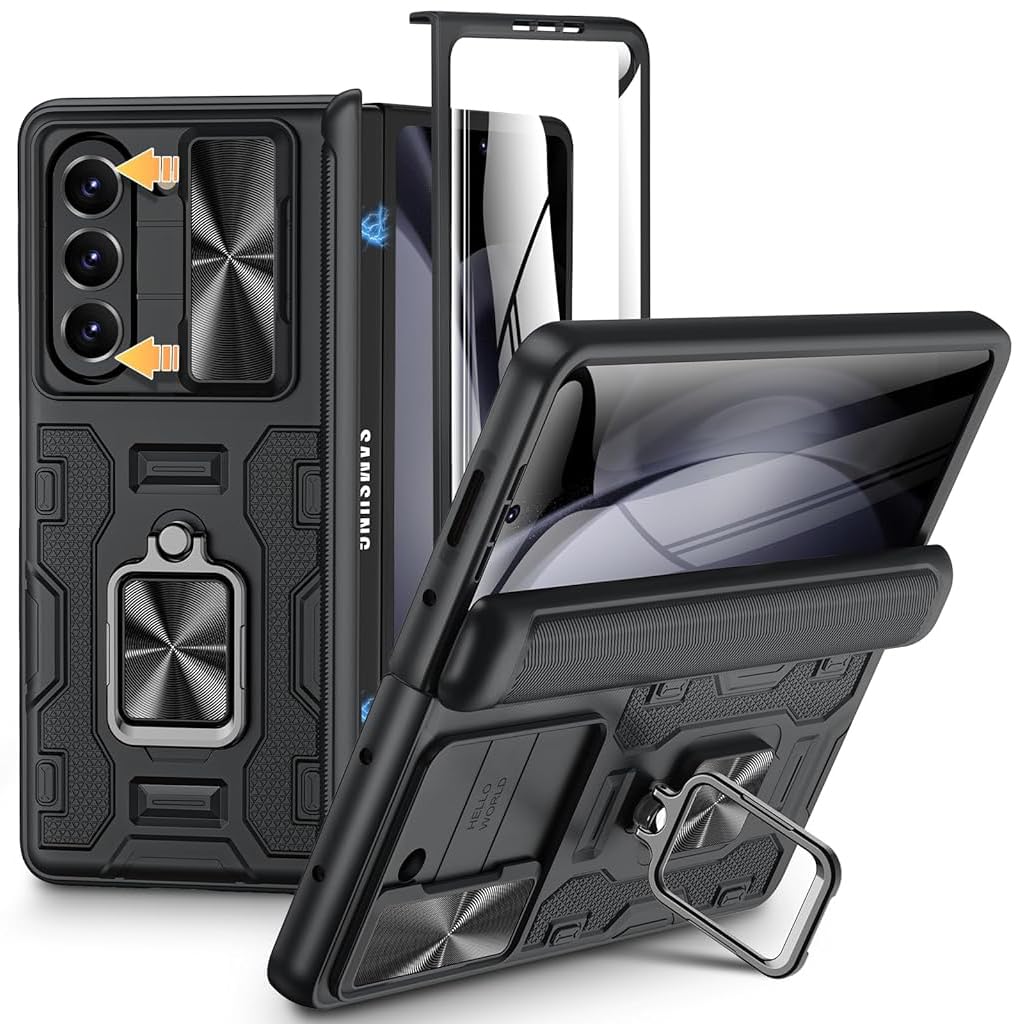 ZORBES Phone Case for Samsung Galaxy Z Fold 5, Protective Case with Slide Camera Lens Cover & Screen Protector Built-in 360° Rotatable Kickstand Full Protective Phone Cover for Samsung Z Fold 5 ZORBES Phone Case for Samsung Galaxy Z Fold 5, Protective Case with Slide Camera Lens Cover & Screen Protector Built-in 360° Rotatable Kickstand Full Protective Phone Cover for Samsung Z Fold 5